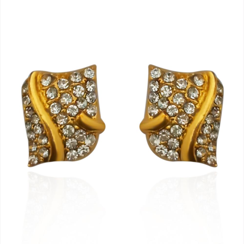 Hania Jewels Stylish Crystal Stud Earrings with Wave Design