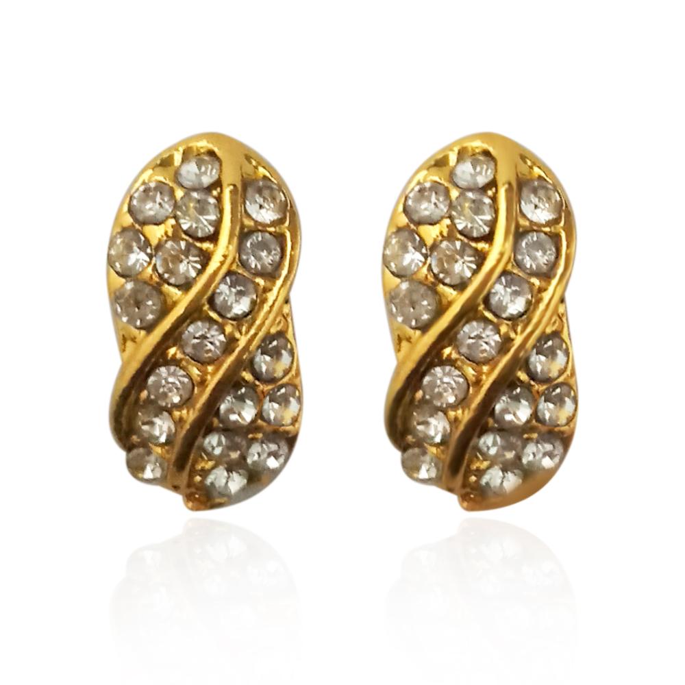 Hania Jewels Stylish Crystal Stud Earrings with Wave Design