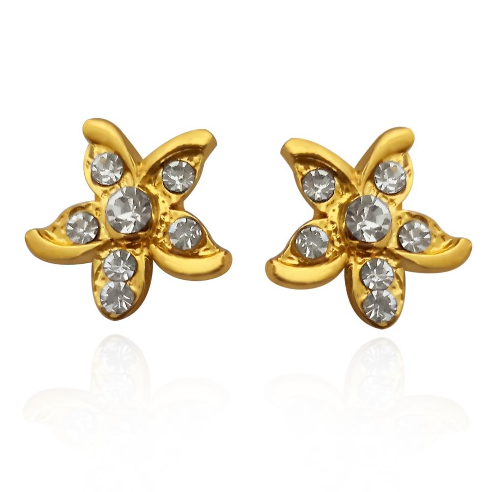 Hania Jewels Charming Floral and Sparkling Stones Stud Earrings