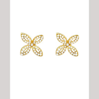 Hania Jewels Charming Floral and Sparkling Stones Stud Earrings 
