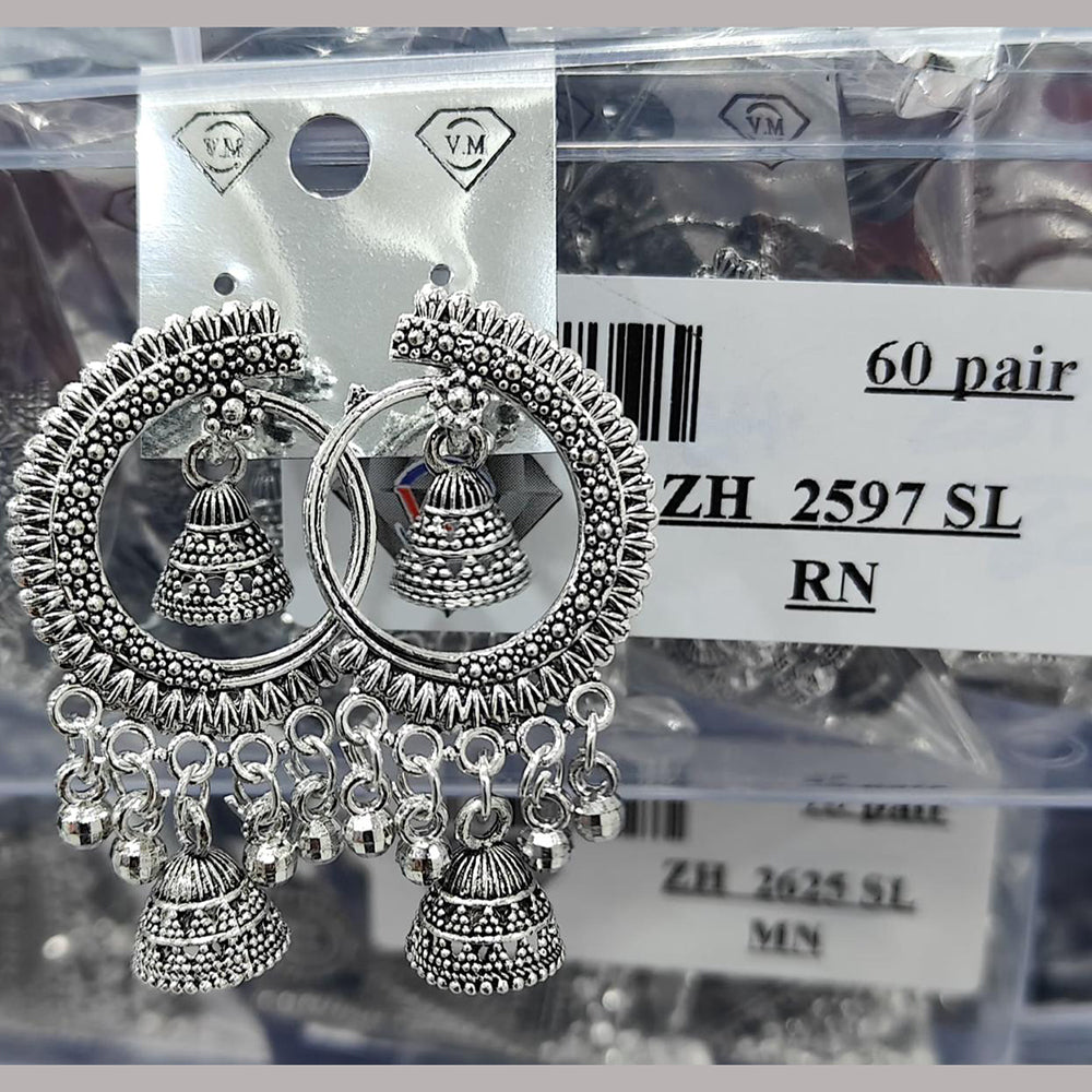 VM Imitation Oxidised Plated Ghungroo Jhumki Earrings