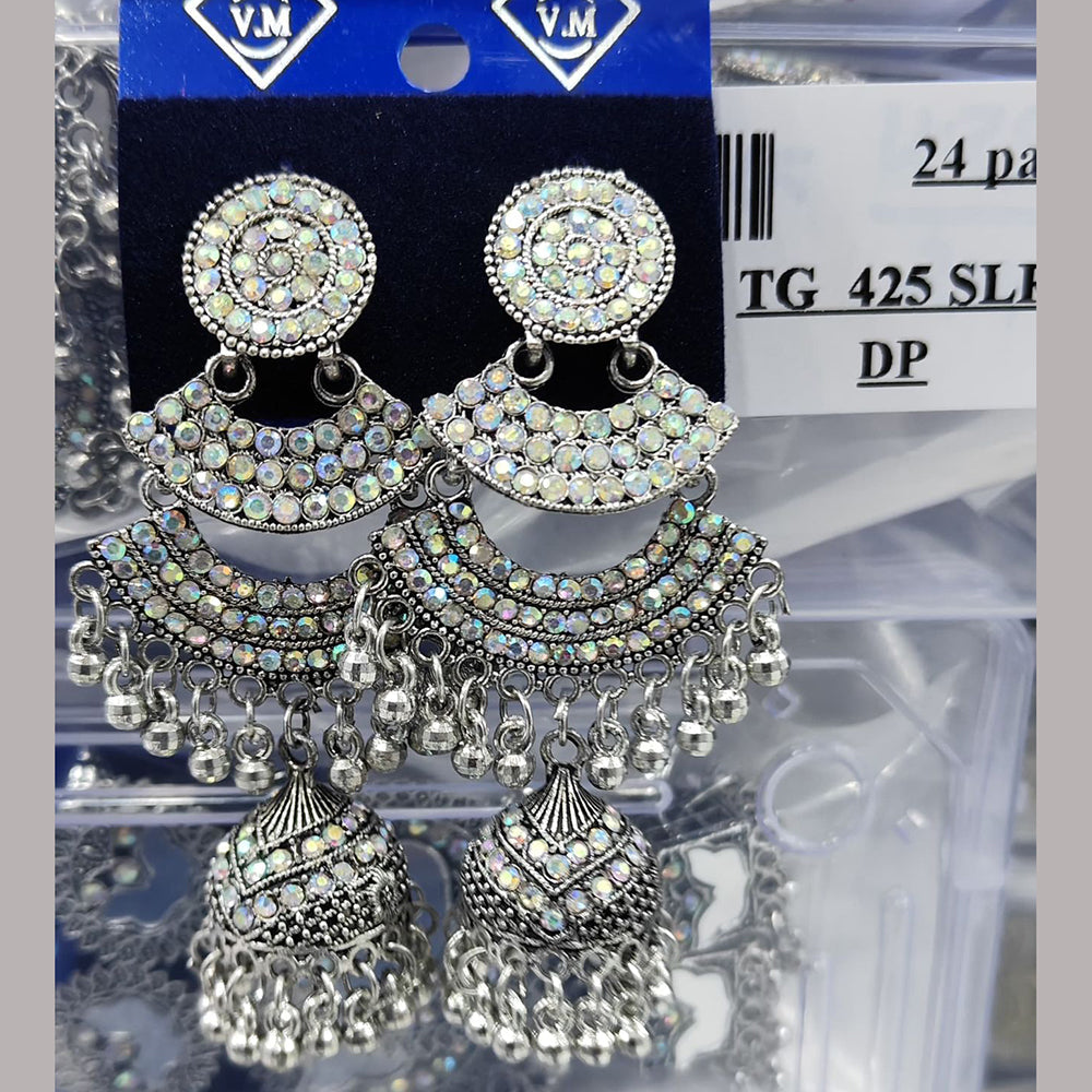 VM Imitation Oxidised Plated Austrian Stone Jhumki Earrings