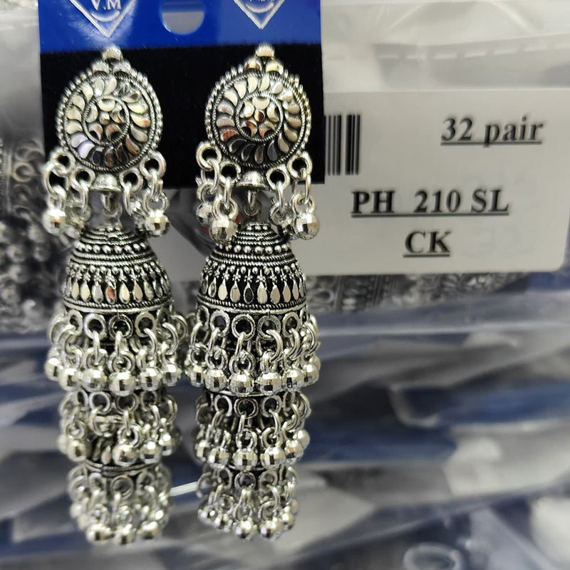 VM Imitation Oxidised Plated Ghungroo Jhumki Earrings