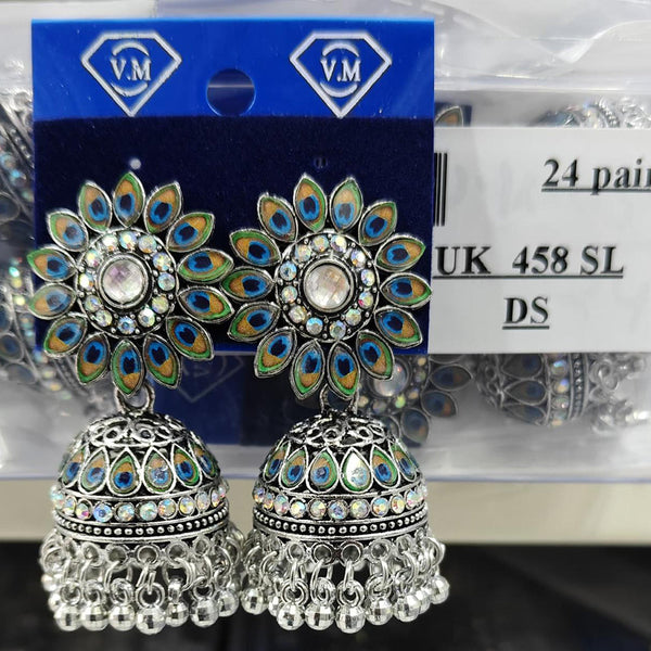 VM Imitation Oxidised Plated Austrian Stone Jhumki Earrings