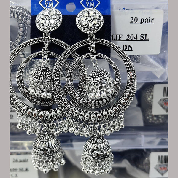 VM Imitation Oxidised Plated Ghungroo Jhumki Earrings