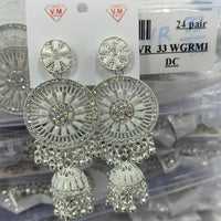 VM Imitation  Silver Plated Austrian Stone And Pearls Jhumki Earrings