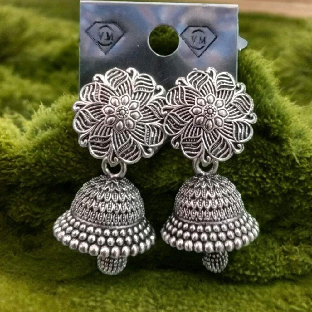 VM Imitation Oxidised Plated Heritage-Inspired Jhumki Earrings
