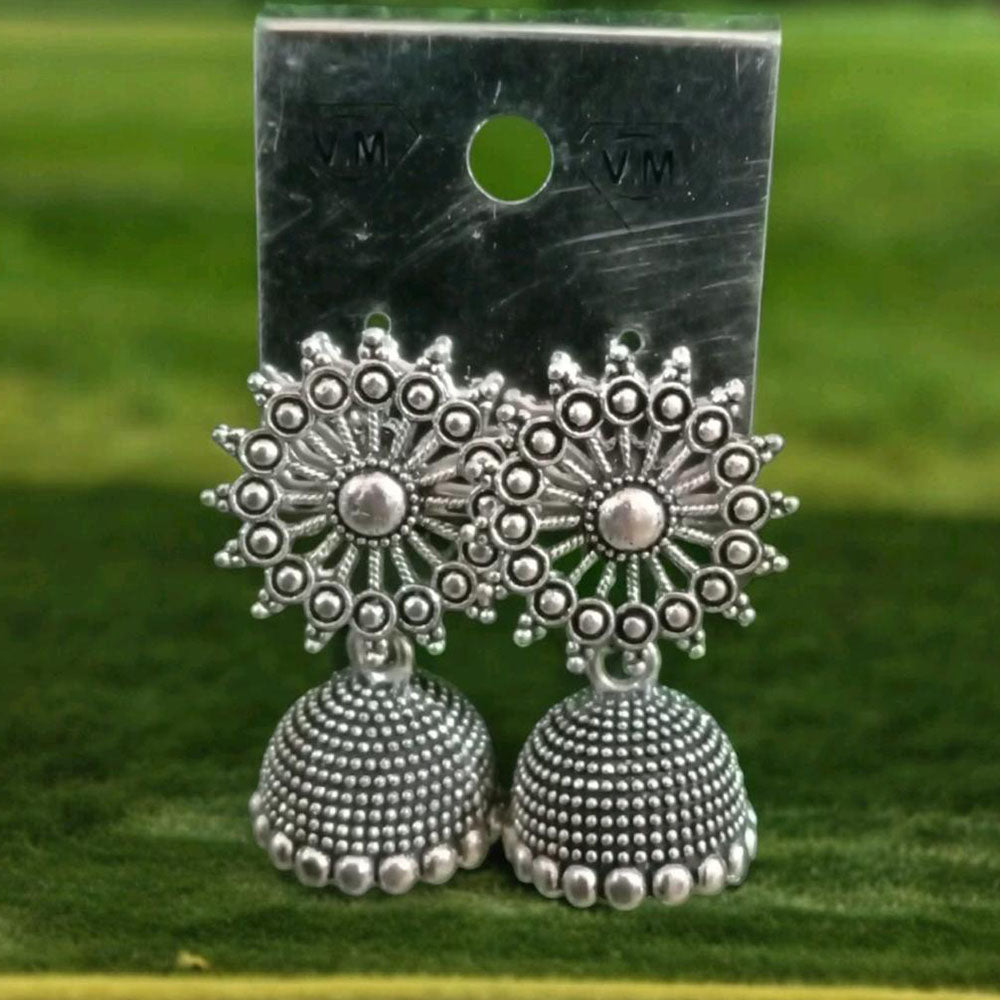 VM Imitation Oxidised Plated Heritage-Inspired Jhumki Earrings