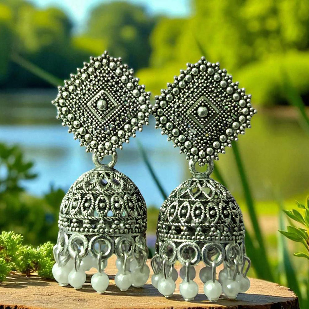 VM Imitation Oxidised Plated Heritage-Inspired Jhumki Earrings