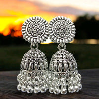 VM Imitation Oxidised Plated Heritage-Inspired Jhumki Earrings