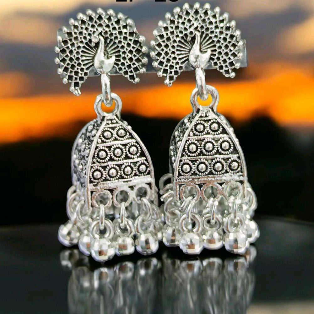 VM Imitation Oxidised Plated Heritage-Inspired Jhumki Earrings
