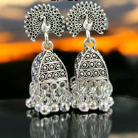 VM Imitation Oxidised Plated Heritage-Inspired Jhumki Earrings