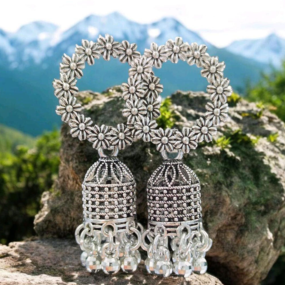 VM Imitation Oxidised Plated Heritage-Inspired Jhumki Earrings