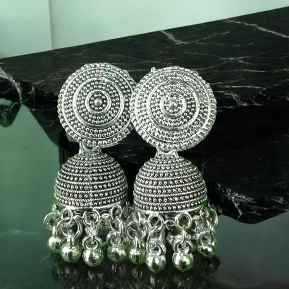 VM Imitation Oxidised Plated Heritage-Inspired Jhumki Earrings