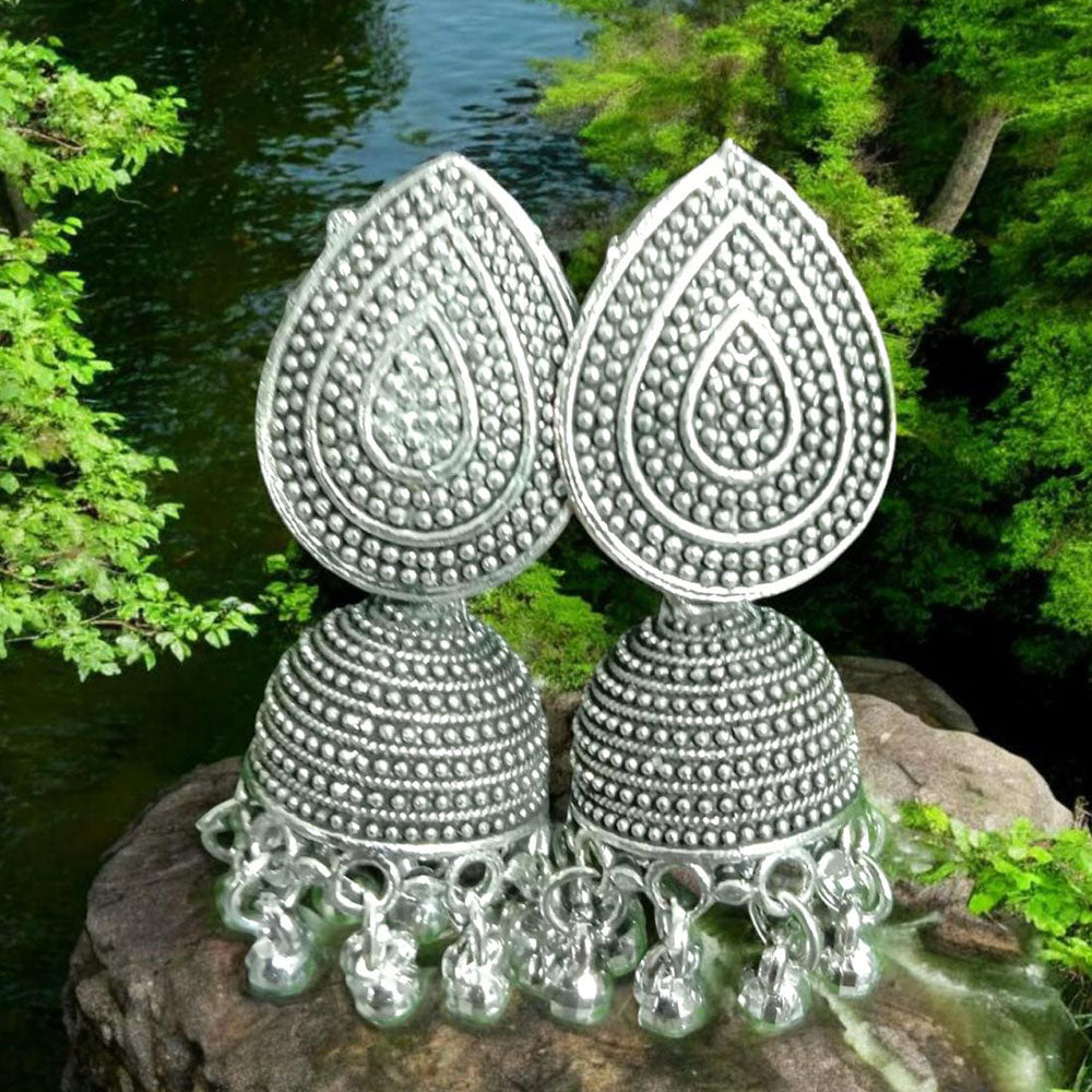 VM Imitation Oxidised Plated Heritage-Inspired Jhumki Earrings
