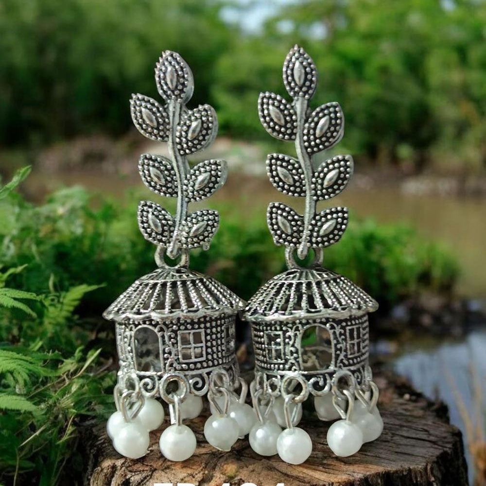 VM Imitation Oxidised Plated Heritage-Inspired Jhumki Earrings