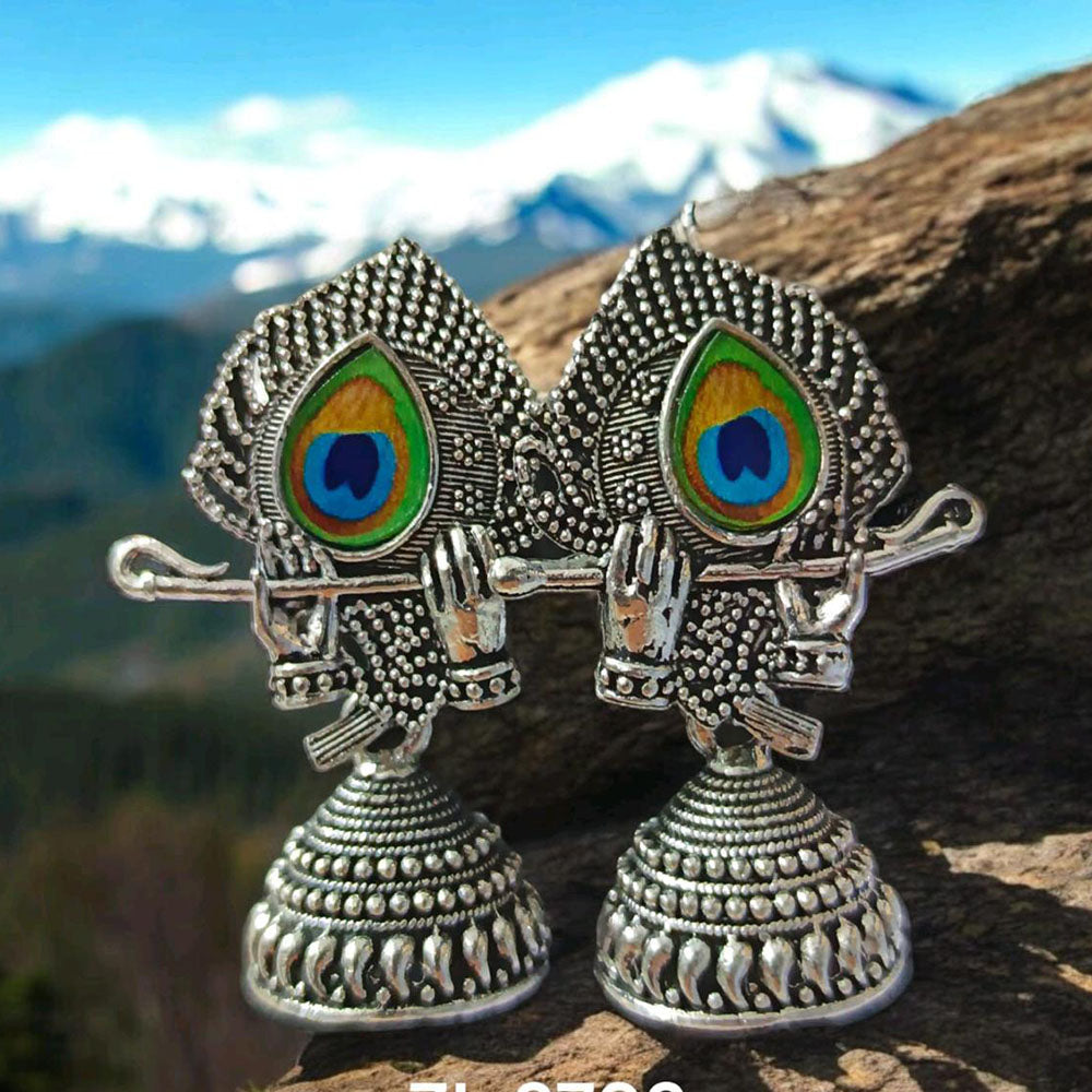 VM Imitation Oxidised Plated Heritage-Inspired Jhumki Earrings