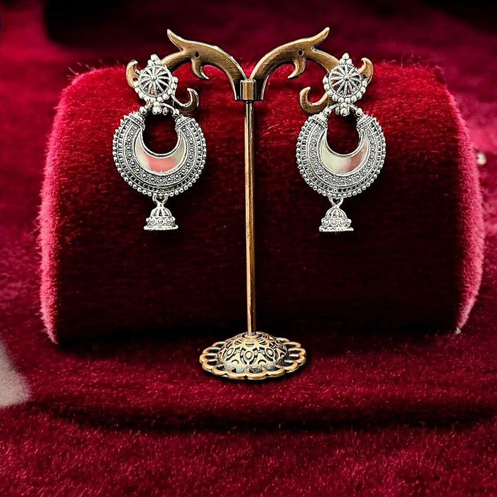 VM Imitation Designer Oxidised Plated Reflective Mirror Work Jhumki Earrings