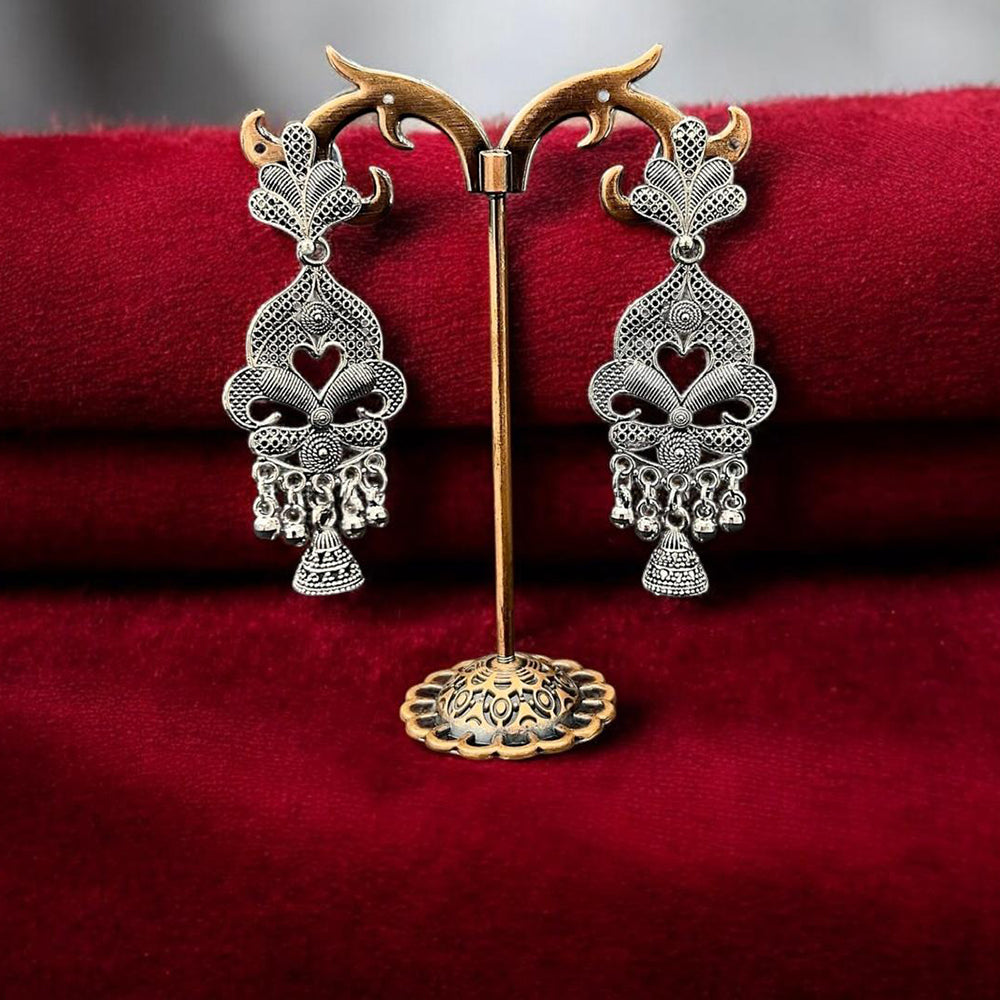 VM Imitation Antique Oxidised Plated Jhumki Earrings