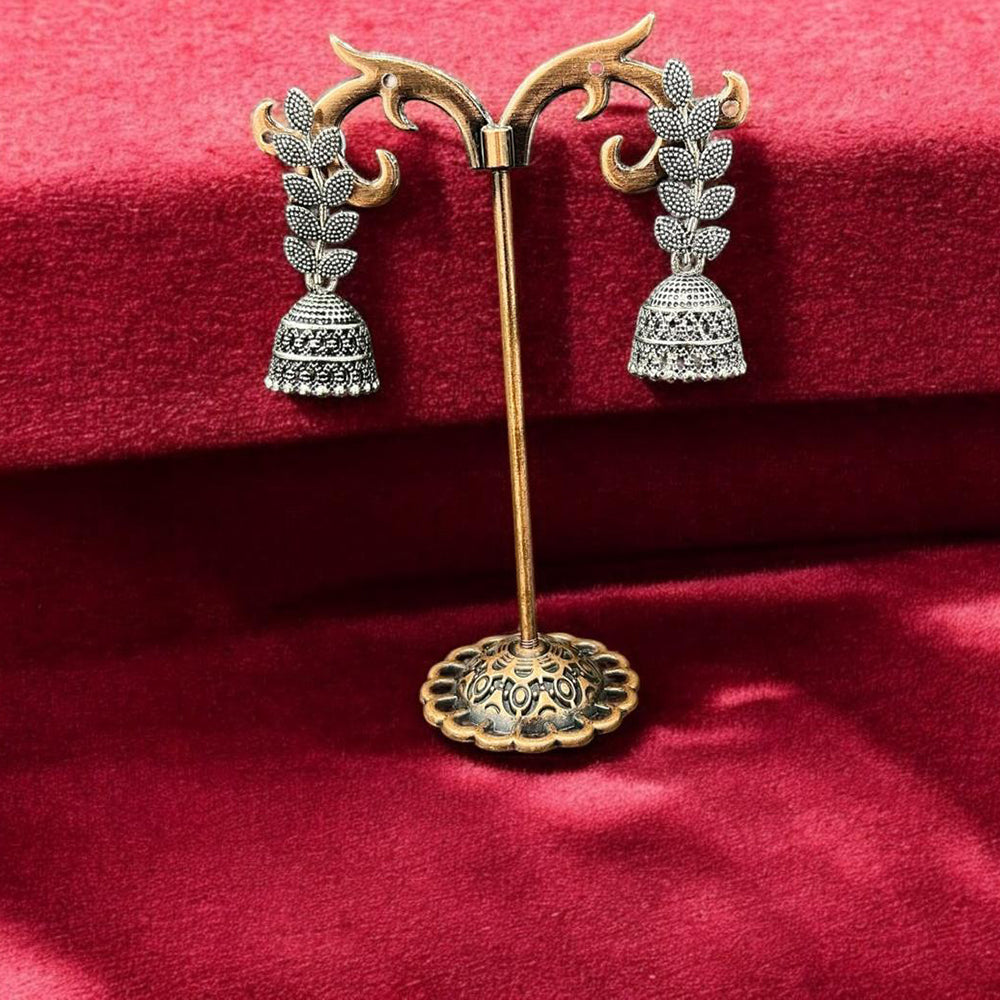 VM Imitation Antique Oxidised Plated Jhumki Earrings