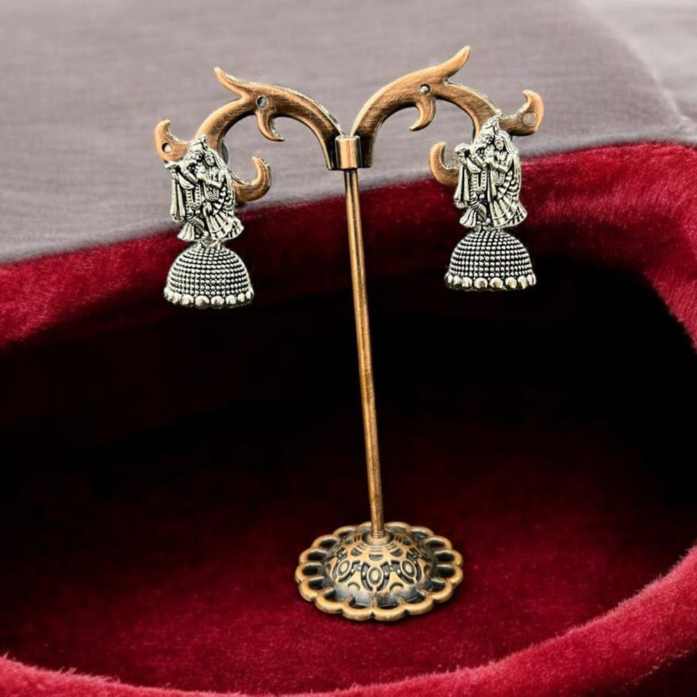 VM Imitation Antique Oxidised Plated Jhumki Earrings