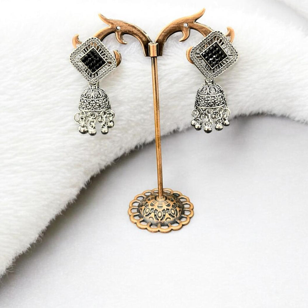 VM Imitation Antique Oxidised Plated Jhumki Earrings