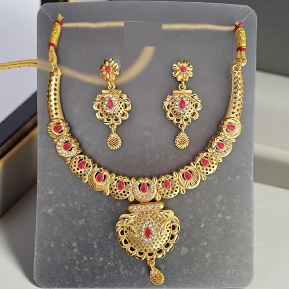 VM Imitation Classic Glam Finish Pota Stone Necklace Set