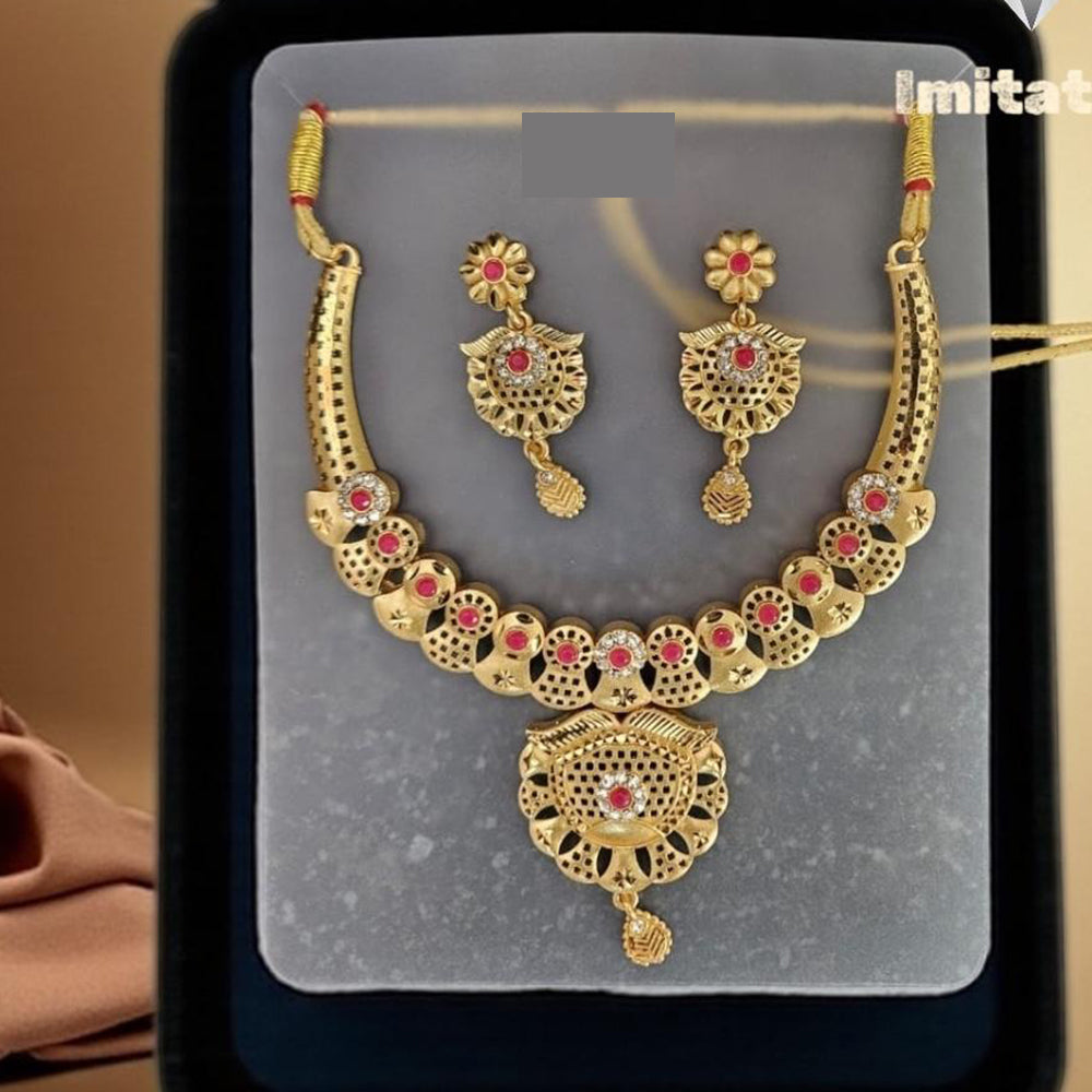VM Imitation Classic Glam Finish Pota Stone Necklace Set