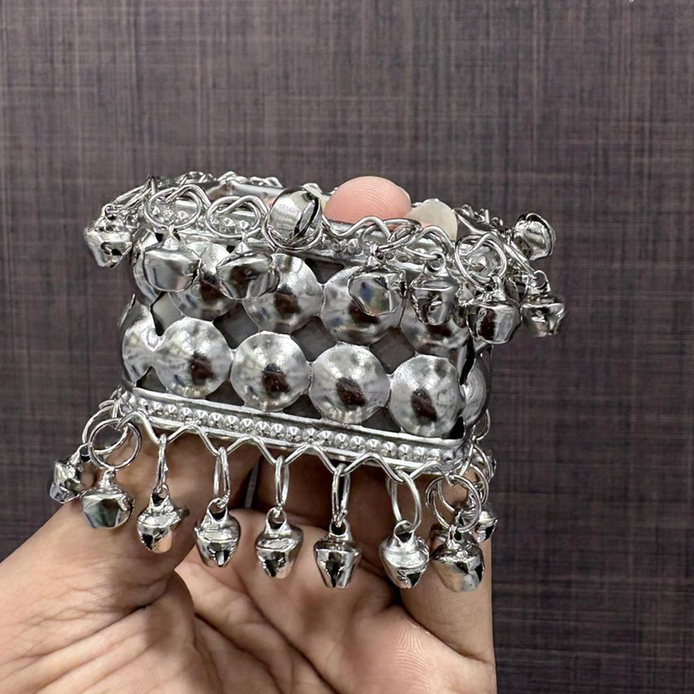 VM Imitation Oxidised Plated Antique Ghungroo Openable Bracelet
