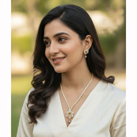 VM Imitation Fancy Crystal Stone And Pearl Statement Necklace Set