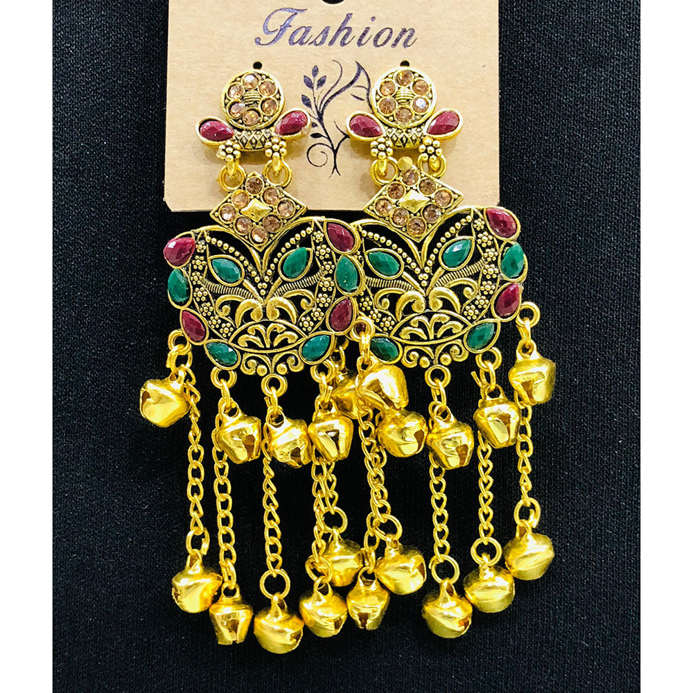 VM Imitation Look Kashmiri Crystal Austrian Stone Kashmiri Ghungroo Dangler Earrings