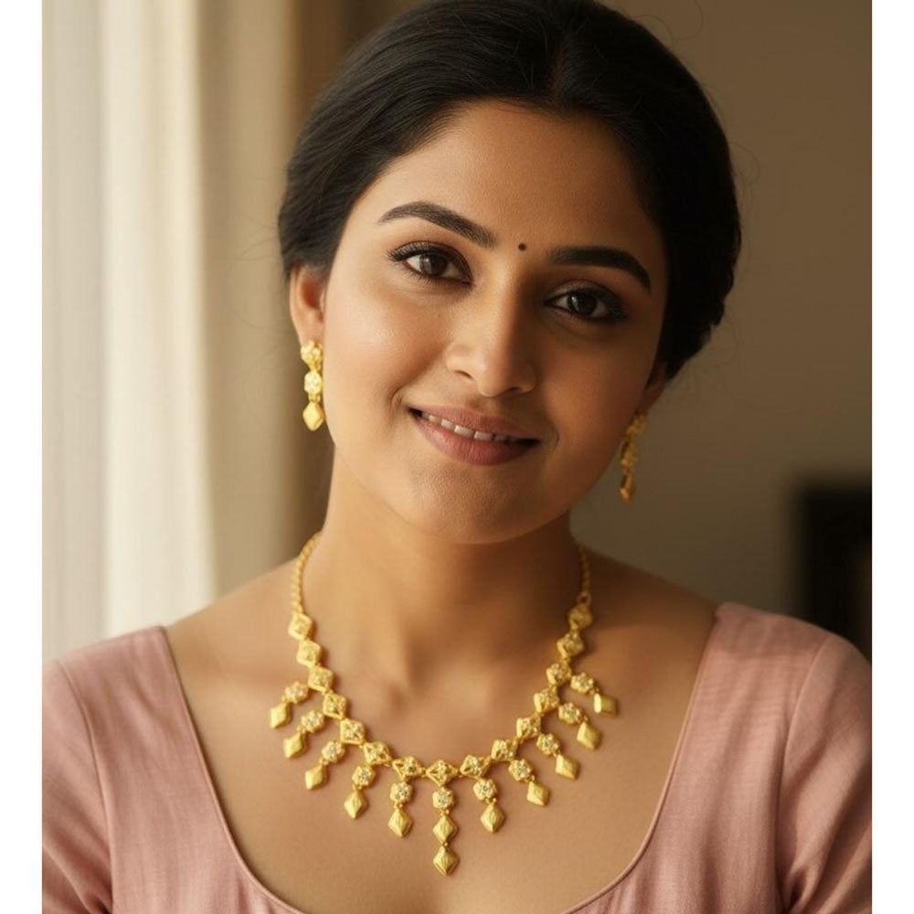 VM Imitation Royal Antique Gold Plated Necklace Set