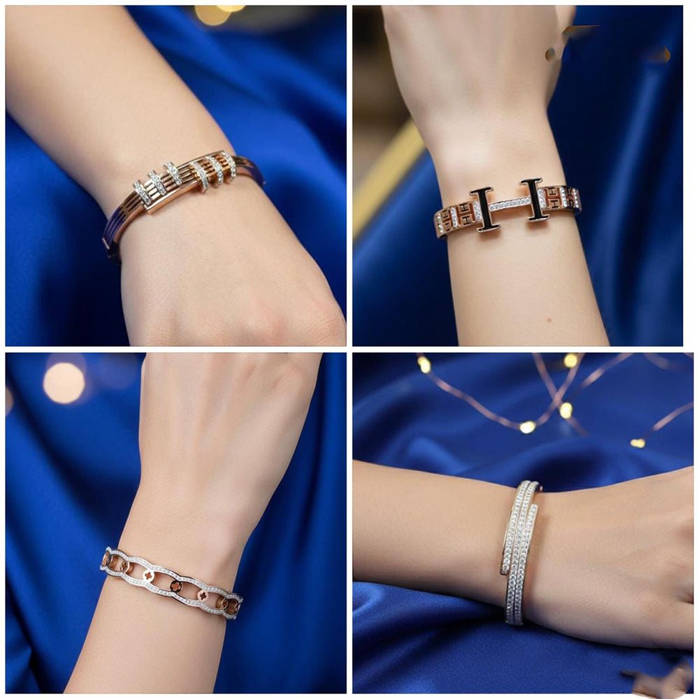 VM Imitation Delicate Austrian Stone Adjustable Bracelet (Assorted Desing) ( Pack of 12)