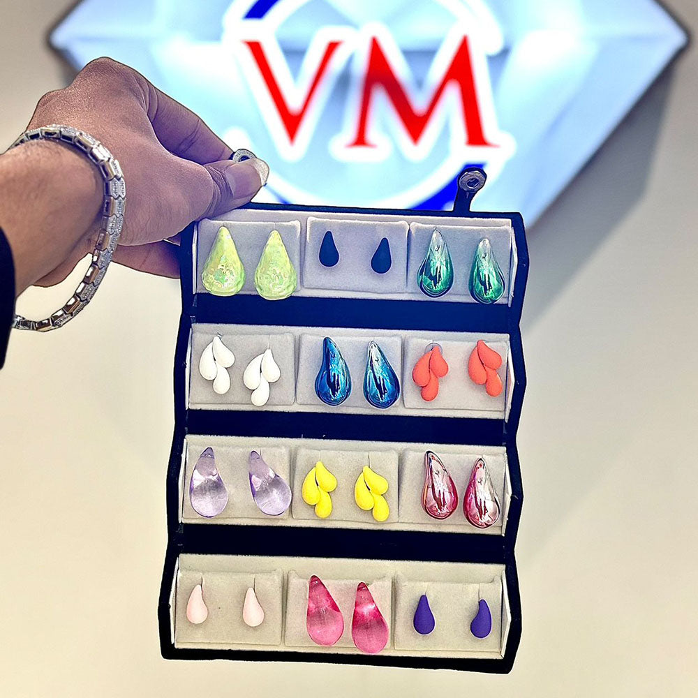 VM Imitation Chic Mix Color Stud Earrings Collection (Pack of 12)
