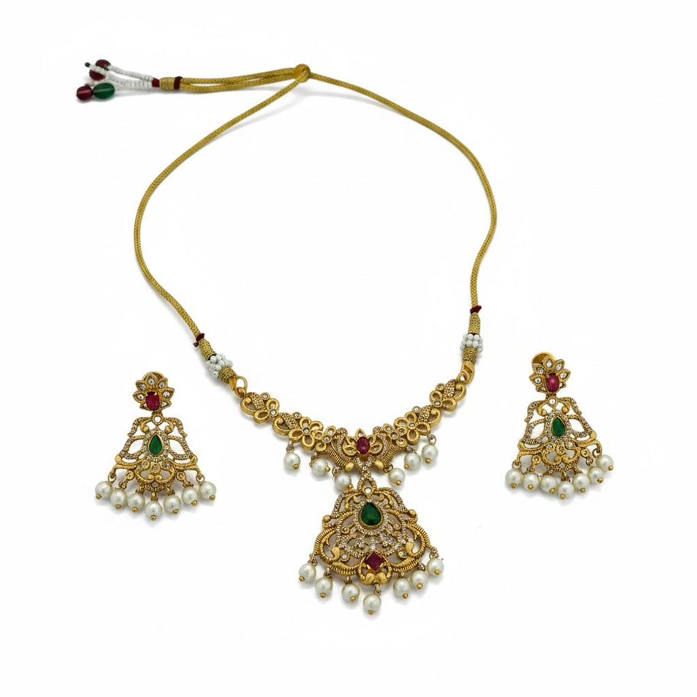VM Imitation Fancy Austrian Stone And Pearl Statement Necklace Set (Pack of 6)