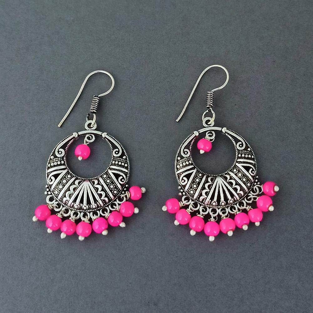 Hania Jewels Oxidized Rhodium Hoop and Bead Dangler Earrings