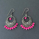 Hania Jewels Oxidized Rhodium Hoop and Bead Dangler Earrings