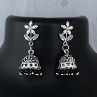 Hania Jewels Oxidized Rhodium Plated Floral Jhumki Earrings