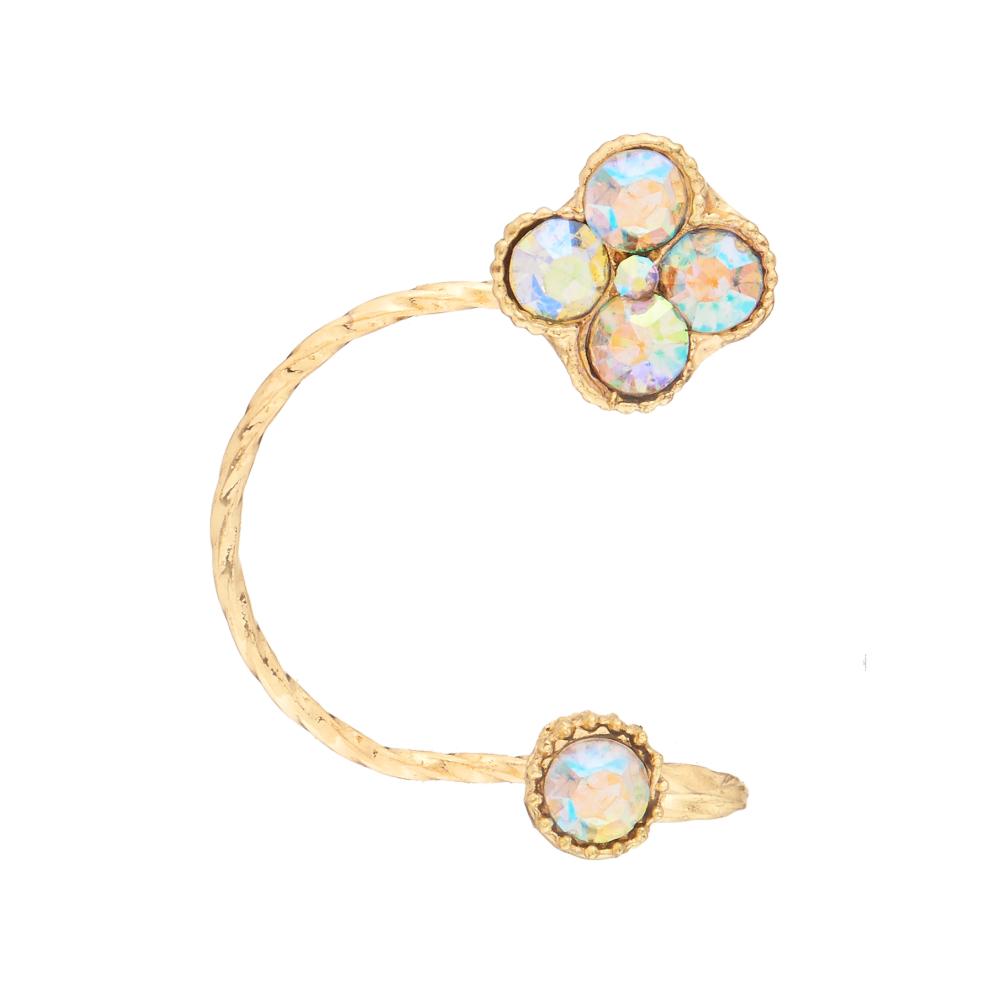 Hania Jewels Crystal Floral Design Adjustable Ring