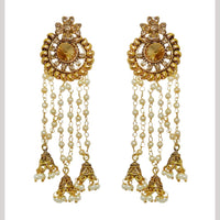 Hania Jewels Long Dangle Earrings with Pearls Jhumkis Drops