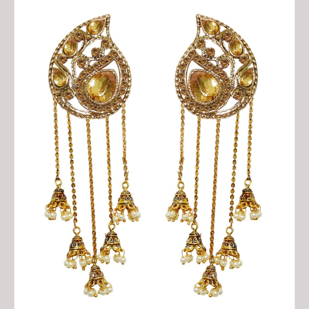 Hania Jewels Long Dangle Earrings with Pearls Jhumkis Drops