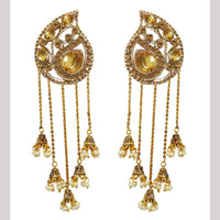 Hania Jewels Long Dangle Earrings with Pearls Jhumkis Drops