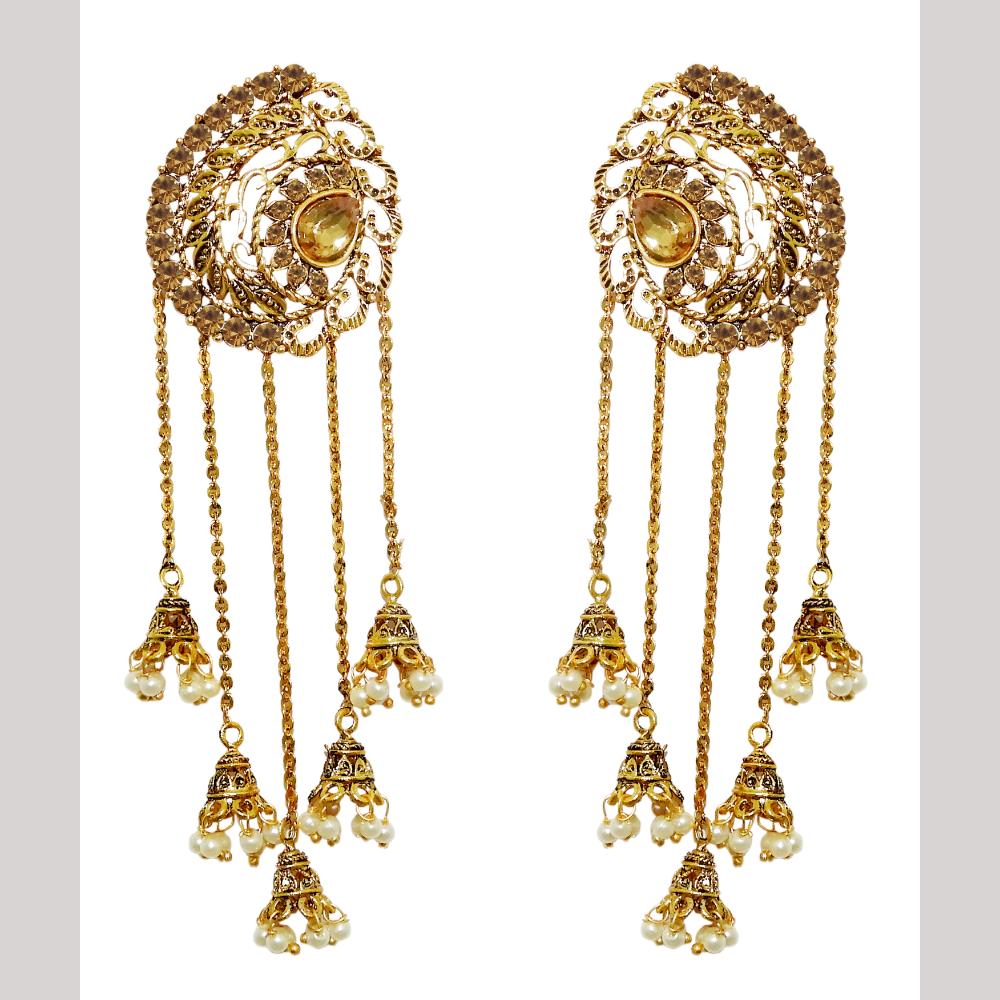 Hania Jewels Long Dangle Earrings with Pearls Jhumkis Drops