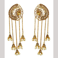 Hania Jewels Long Dangle Earrings with Pearls Jhumkis Drops