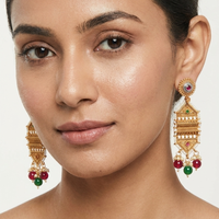 Wearhouse Fashion Designer Pota Stone And Pearl Dangler Earrings