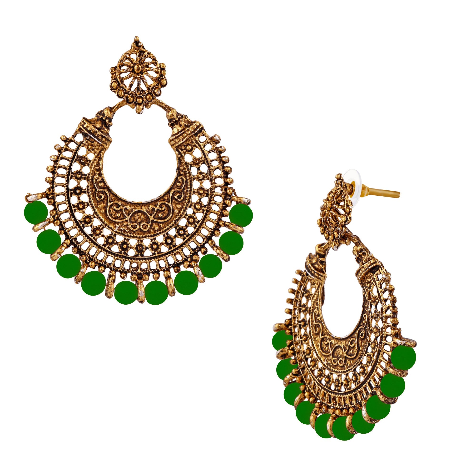 Hania Jewels Traditional Chandbali Earrings with Beads