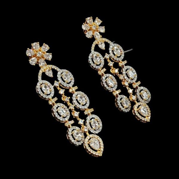 NAFJ Gold Plated American Diamond Dangler Earrings