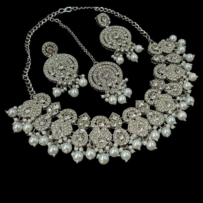 NAFJ Silver Plated Austrian Stone Necklace Set