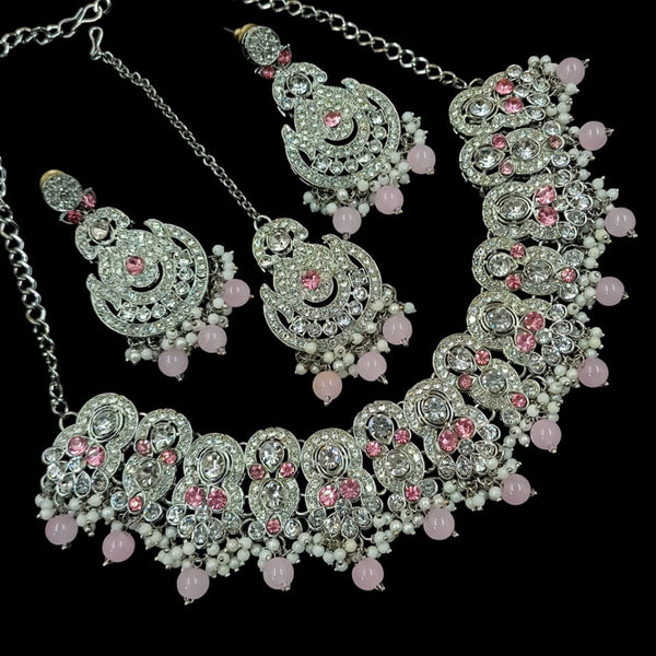 NAFJ Silver Plated Austrian Stone Necklace Set