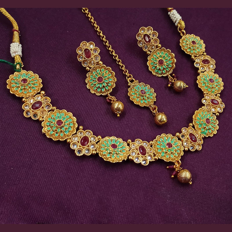 NAFJ Gold Plated Pota Stone Necklace Set